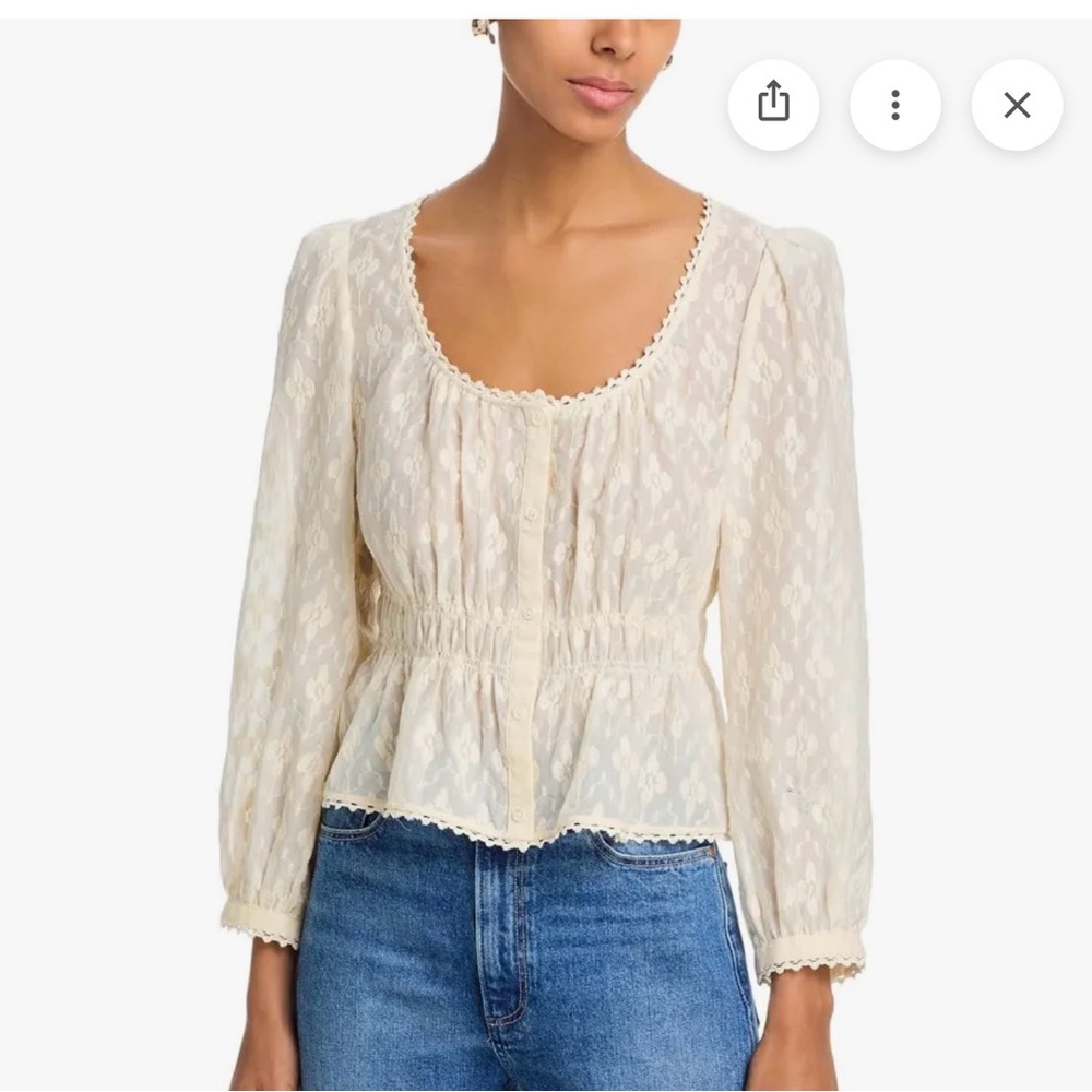 NWT Paige Denim Cream Lace-Detail Peasant Blouse - Women size small